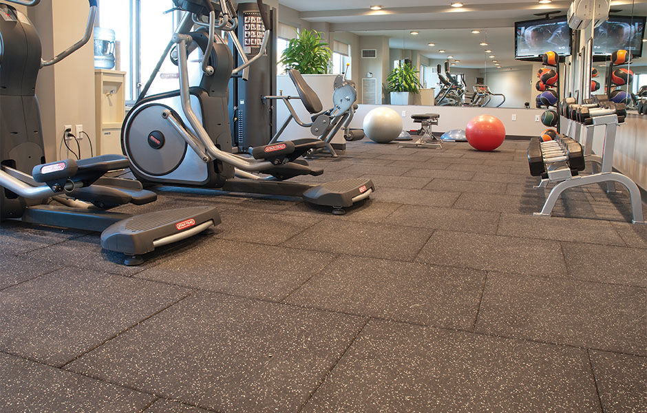 Combination Sport Tile recommended for weight rooms and fitness centers—available at Matter Surfaces