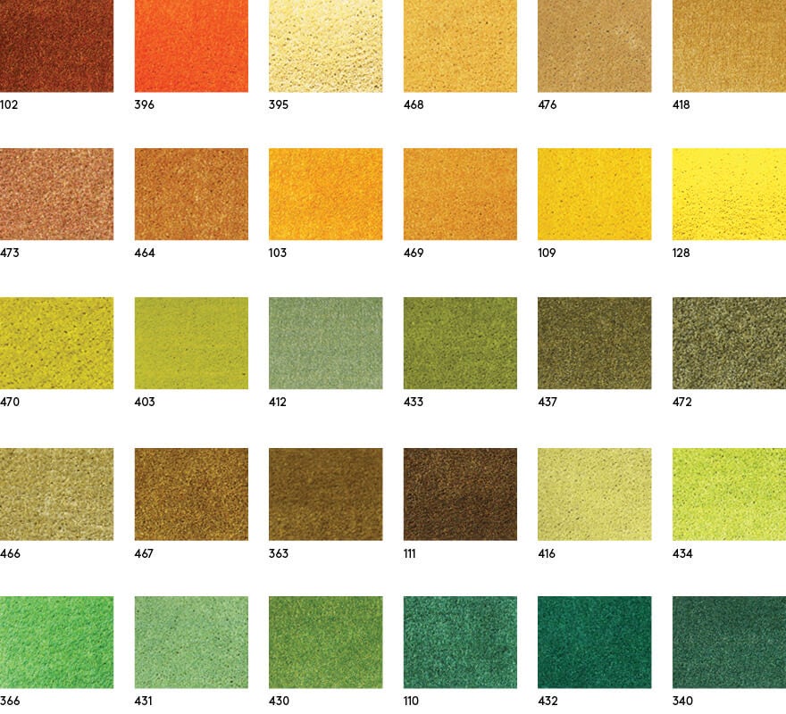 Design Print™ custom logo mats color swatches in rust, orange, yellow, green colorways